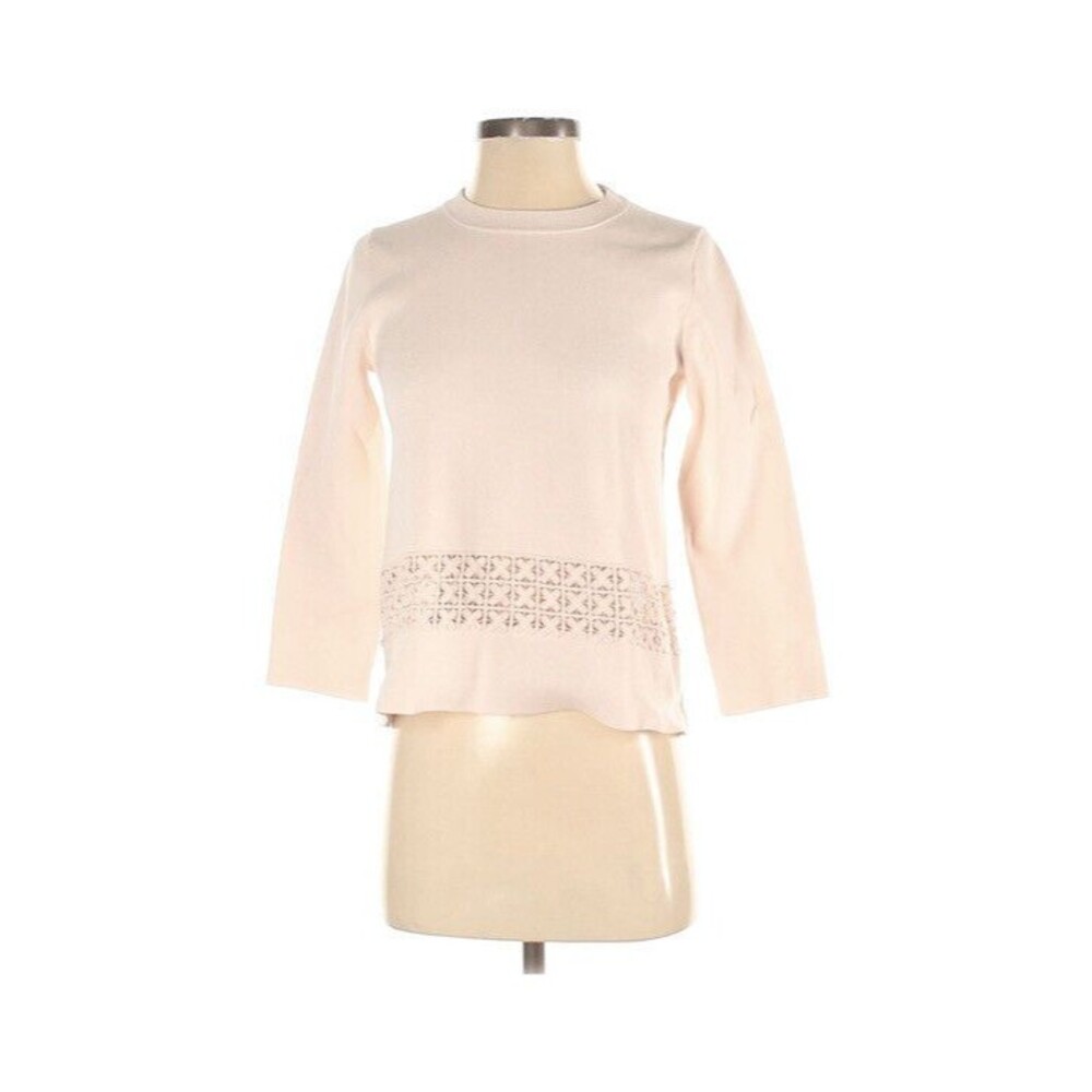 J Crew Light Pink Lace Hem Sweater Size XS